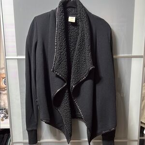 Abercrombie Black Open Front Cardigan with Sherpa Lining